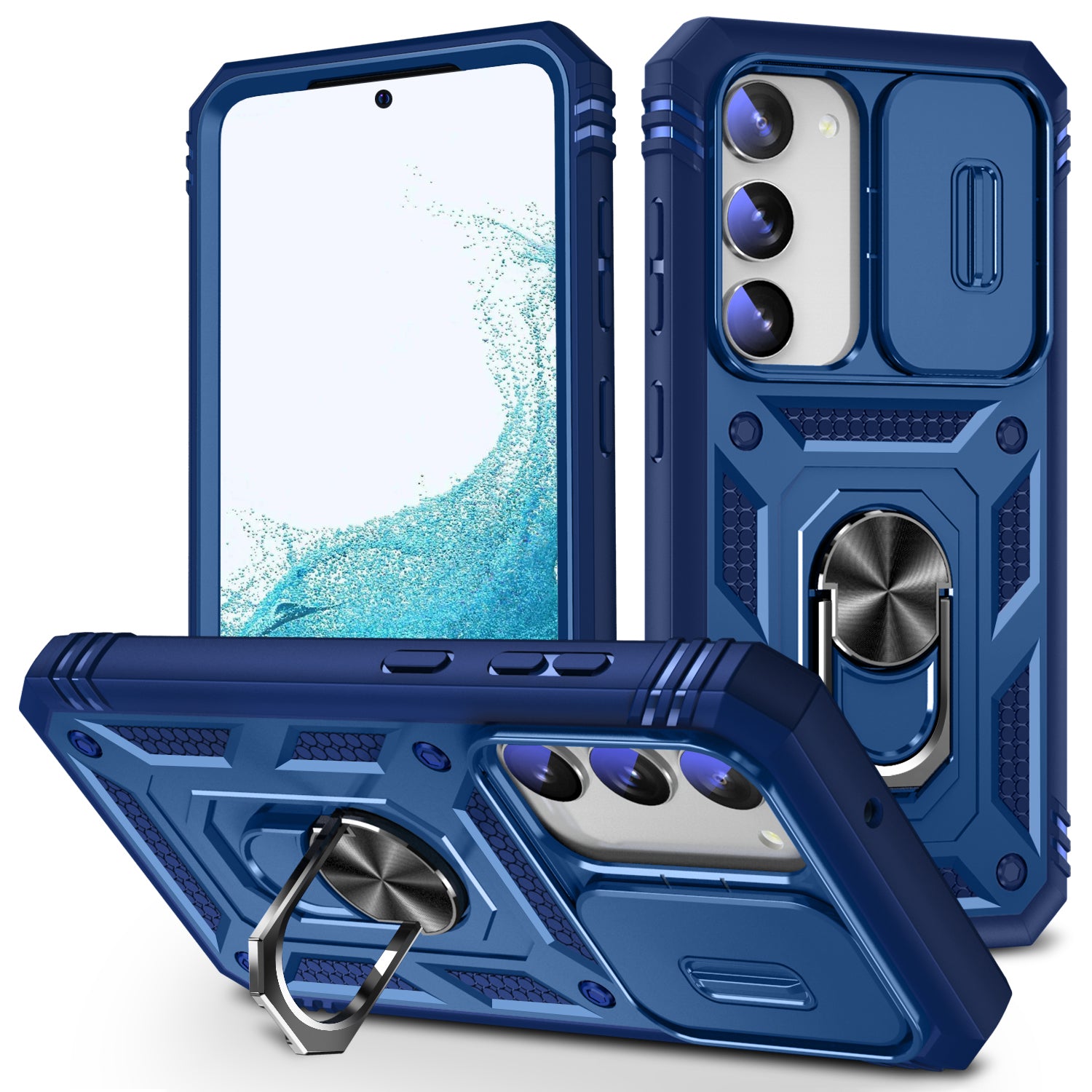 For Samsung Galaxy S23 Anti-fall Phone Case with Ring Kickstand Card Holder Phone Back Cover with Sliding Camera Lid For Samsung Galaxy S23 Anti-fall Phone Case with Ring Kickstand Card Holder Phone Back Cover with Sliding Camera Lid